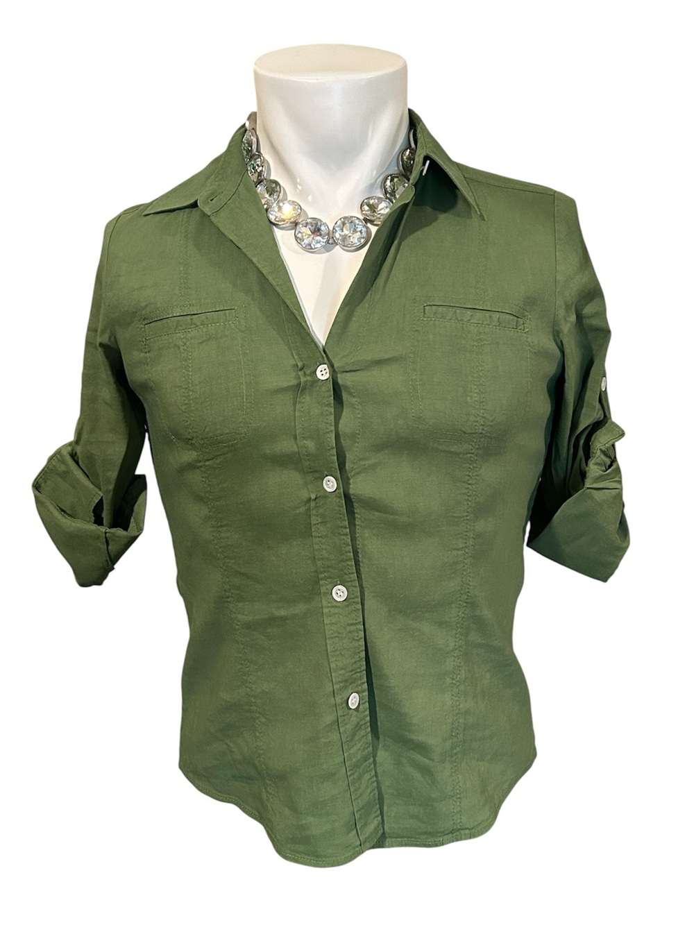 Theory Olive Green Button-Down Shirt for Women